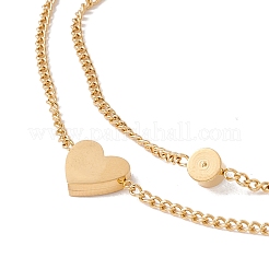 Tobillera de dos capas con eslabones de corazones y rhinestone&nbsp;AJEW-I064-02G-02