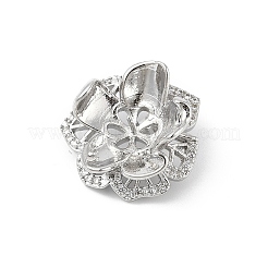 Ciondolo europeo in ottone micro pavé di zirconi cubici trasparenti&nbsp;KK-K297-57P