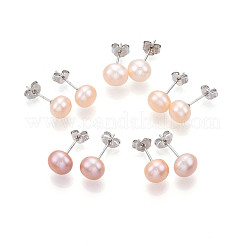 Orecchini a bottone di perle&nbsp;EJEW-Q701-01B-01
