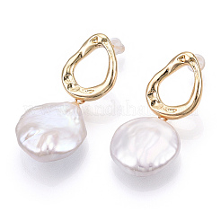 Boucles d'oreilles pendantes en perles keshi baroques&nbsp;PEAR-N020-L36