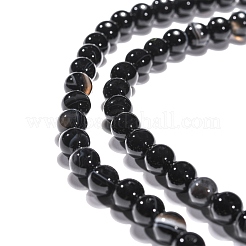 Chapelets de perles perles en agate noire naturelle&nbsp;G-G391-6mm-01