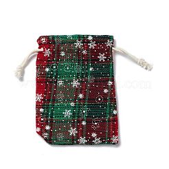 Bolsas de yute rectangulares con tema navideño con cordón de yute&nbsp;ABAG-E006-01D