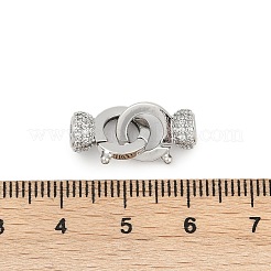 Messing Micro Pavé klare Zirkonia Falt-Ovalverschlüsse&nbsp;KK-P302-10P