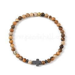 Braccialetti elasticizzati con perline di ematite sintetica non magnetica e pietre preziose naturali miste per uomo e donna&nbsp;BJEW-JB14012