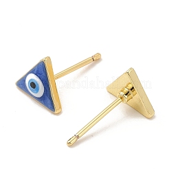 Triangolo smaltato con orecchini a bottone malocchio&nbsp;EJEW-E274-04G-08