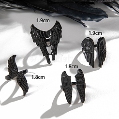 4 Stück 4 Stile Legierung Flügel Fingerringe Set für Unisex&nbsp;PW-WG3588A-01