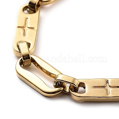 Bracelet à maillons croisés ovale en acier inoxydable 201 avec placage sous vide PVD pour hommes et femmes&nbsp;BJEW-Z023-04G