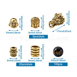 Perline in lega di stile tibetano e perle di vetro buddista&nbsp;TIBEB-TA0001-90AG-02
