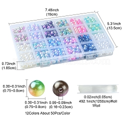 DIY-Armband-Sets aus runden Regenbogen-ABS-Kunststoff-Imitationsperlen&nbsp;DIY-FS0007-71