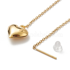 PVD-Vakuumbeschichtung 304 Edelstahl lange Kette mit baumelnden Herz-Ohrsteckern für Damen&nbsp;EJEW-A068-03G