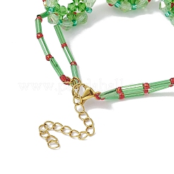 Handgefertigte Glasperlenarmbänder mit Weihnachtskranz für Frauen&nbsp;BJEW-MZ00060