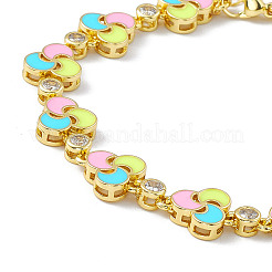 Bracciale a maglie smaltate colorate windwill e zirconi cubici&nbsp;BJEW-P288-12G