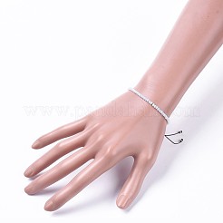Pulseras de cuentas trenzadas de vidrio galvanizado ajustable&nbsp;BJEW-JB04588-01