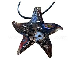 Collane con ciondolo in vetro millefiori a forma di stella marina e cordino cerato&nbsp;FS-WG7586D-05