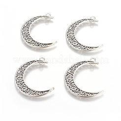 Pendenti con collegamento a 2 anello di luna cava in lega di stile tibetano&nbsp;X-TIBEP-5312-AS-LF