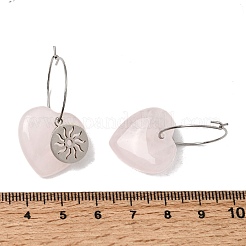 Boucles d'oreilles créoles en quartz rose naturel et acier inoxydable 304 pour femmes&nbsp;EJEW-G475-01P-07