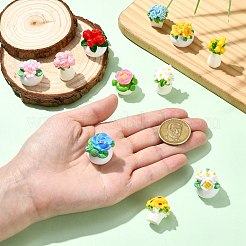 22 pièce 11 styles de décorations florales en résine&nbsp;DJEW-CJ0001-24