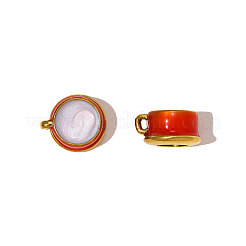 Breloques rondes plates en acier inoxydable 304 émaillé&nbsp;STAS-OY009-52G