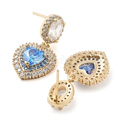 Aretes colgantes de latón con vidrio azul cielo&nbsp;EJEW-Q800-11KCG