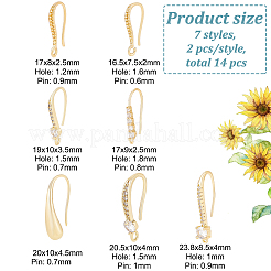 14 Stück 7 Stil Messing Micro Pave Zirkonia Ohrring Haken Set&nbsp;ZIRC-BC0001-26