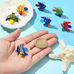 7 pendentif en verre fait main de 7 couleurs&nbsp;GLAA-CJ0002-99