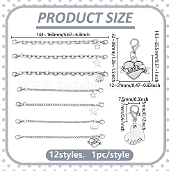 12 pieza de 12 estilos de adornos para zapatos de aleación de zinc&nbsp;HJEW-PH0001-93