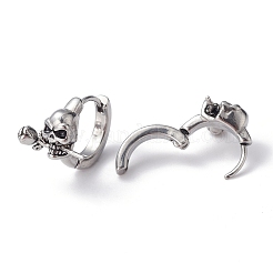 Creolen aus 316er Edelstahl mit Totenkopf und Rose für Männer und Frauen&nbsp;EJEW-C045-01