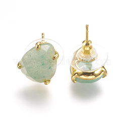 Pendientes naturales del perno prisionero de aventurina verde&nbsp;EJEW-L196-03E