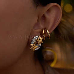 Pendientes de clip de doble capa de acero inoxidable 304 para mujer&nbsp;EX6608