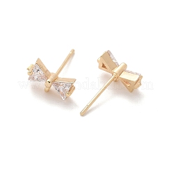 Orecchini a bottone in ottone con zirconi cubici trasparenti per donna&nbsp;KK-A244-13A-G