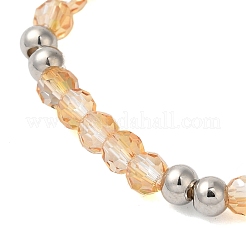 Stretch-Armbänder aus Messing mit Gestellbeschichtung und facettierten Glasperlen&nbsp;BJEW-C075-02G