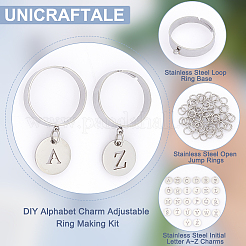 DIY-Set zur Herstellung verstellbarer Ringe mit Alphabet-Anhänger&nbsp;DIY-UN0005-67
