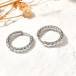 Pendientes de aro ranurados de acero inoxidable 304 que no se deslustran&nbsp;EJEW-M218-01B-P