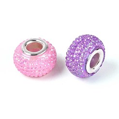 Perline europee in resina con foro grande e strass&nbsp;OPDL-T003-01G