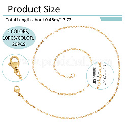 Juego de 20 collar de cadena de cable de acero inoxidable 304 de 2 colores&nbsp;MAK-NB0001-21