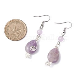 Natürliche Amethyst Teardrop baumeln Ohrringe&nbsp;EJEW-JE06719