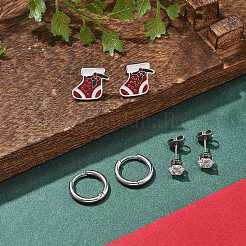 3 Paar 3 Stile Weihnachten 304 Edelstahl Hoop & Ohrstecker-Sets für Frauen&nbsp;EJEW-K279-16P-01