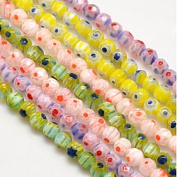 Faceted Round Millefiori Glass Beads Strands, Mixed Color, 4mm, Hole: 1mm, about 102pcs/strand, 14.5inch