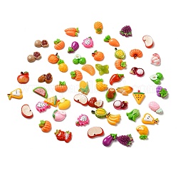Cabochons de résine de fruits opaques de dessin animé, fruit du dragon raisin pomme banane, formes mixtes, 13~26x13~25x5~8mm
