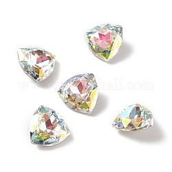 Cabujones de cristal de rhinestone, puntiagudo espalda y dorso plateado, triángulo, abdominales de cristal claro, 12x12x5.3mm