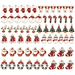 Colgantes de esmalte de aleación, para la Navidad, formas mixtas, la luz de oro, color mezclado, 66 unidades / caja