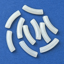 Perles acryliques bicolores, pierre d'imitation, tube incurvé, blanc, 31x9.5x7.5mm, Trou: 1.8mm