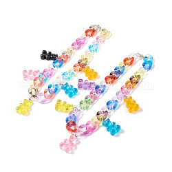 Медвежьи нагрудники ожерелья, с прозрачными акриловыми цепочками и подвесками из смолы, разноцветные, 18 дюйм (45.6 см)