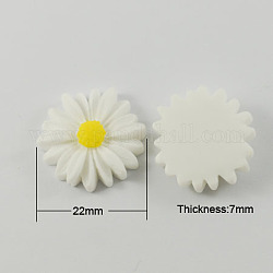 Resin Cabochons, Chrysanthemum Flower, White, 22x7mm