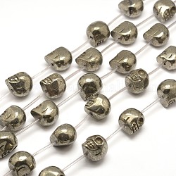 Crâne perles de pyrite naturelle brins, 10x8x8mm, Trou: 1mm, Environ 20 pcs/chapelet, 15.7 pouce