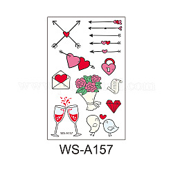 Adesivi di carta per tatuaggi temporanei impermeabili rimovibili, motivo a tema di San Valentino, 12x7.6cm