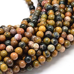 Chapelets de perles en jaspe d'océan naturelle, ronde, 6mm, Trou: 1mm, Environ 62 pcs/chapelet, 15.5 pouce