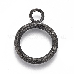304 детали застежки из нержавеющей стали, текстурированный, кольцо, электрофорез черный, 19x14x2 мм, отверстие : 3 мм