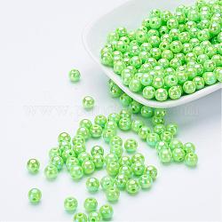 Perle acriliche poli stirene ecologiche, ab colore placcato, tondo, prato verde, 8mm, Foro: 1 mm, circa 2000pcs/500g