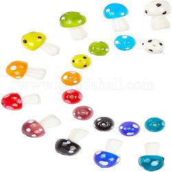 Champignon perles artisanales au chalumeau, couleur mixte, 16x12mm, Trou: 2mm, 10colors, 7 pcs / couleur, 70 pièces / kit